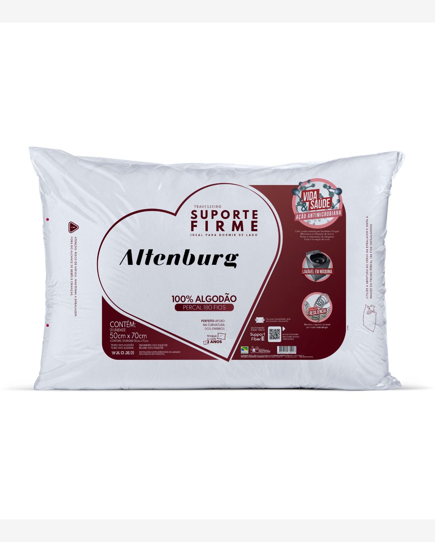 Travesseiro Suporte Firme Antimicrobiana Altenburg Branco