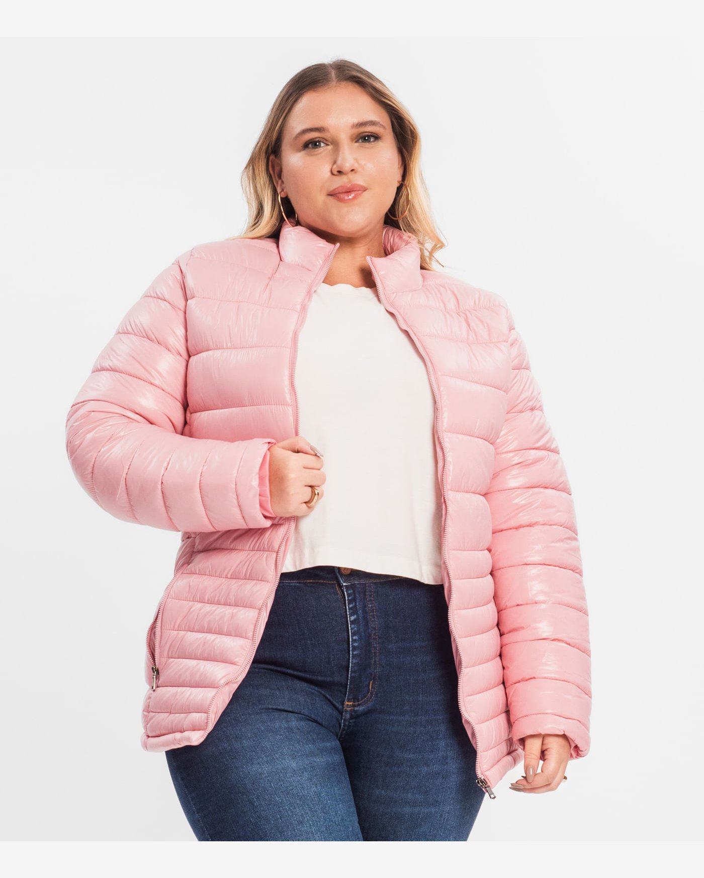 Jaqueta Plus Size Microfibra Secret Glam Rosa