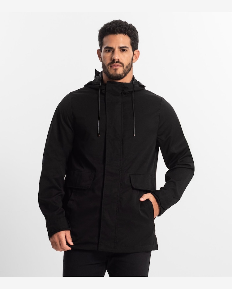 Jaqueta Parka Masculina Em Sarja Diametro Preto Preto Riachuelo