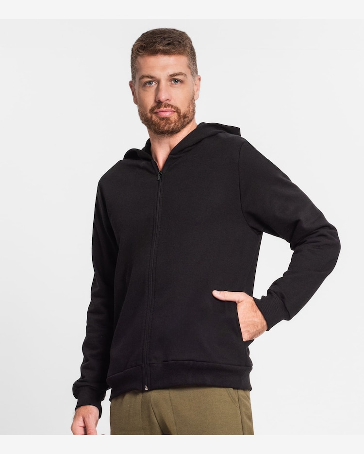 Riachuelo Jaqueta Com Capuz Masculina Em Moletom Rovitex Preto