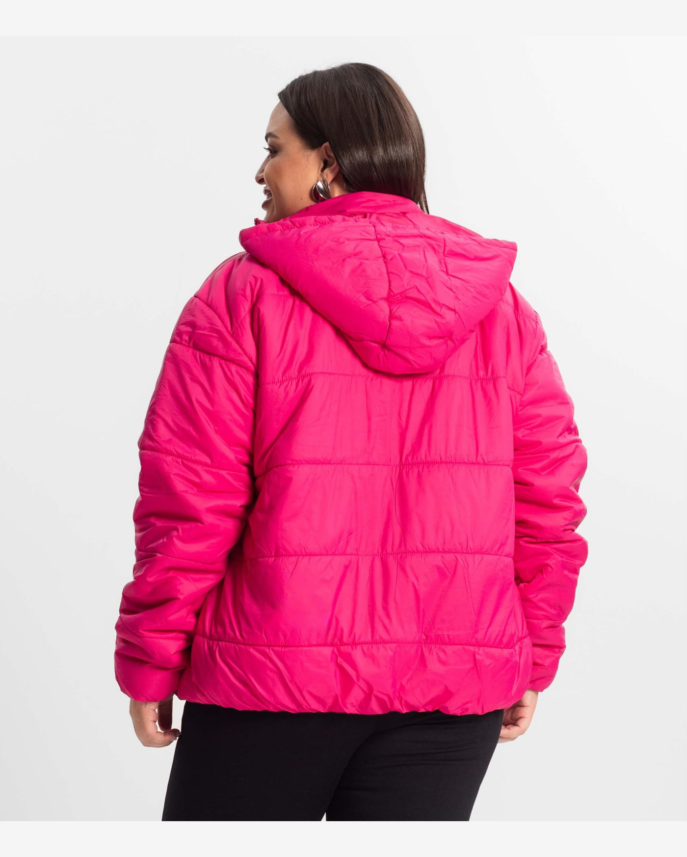Jaqueta Com Capuz Feminina Plus Size Secret Glam Rosa