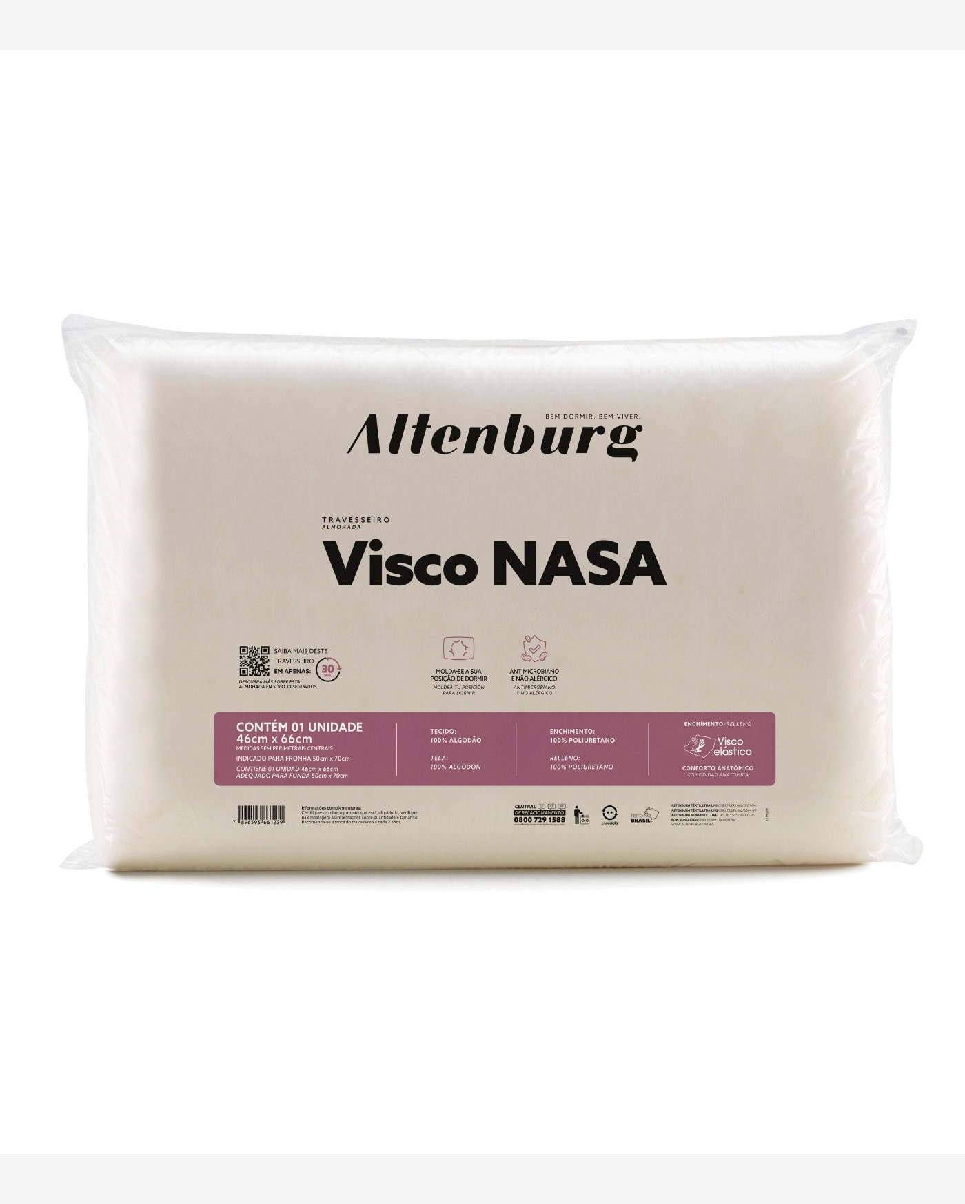 Travesseiro Viscoelástico Nasa Altenburg Branco