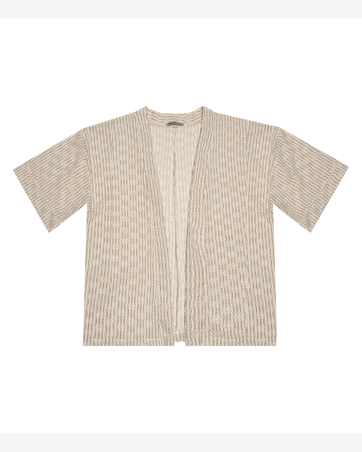 Kimono Feminino Plus Size Em Tricot Secret Glam Bege