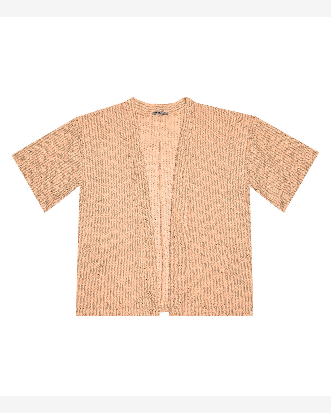 Kimono Feminino Plus Size Em Tricot Secret Glam Laranja