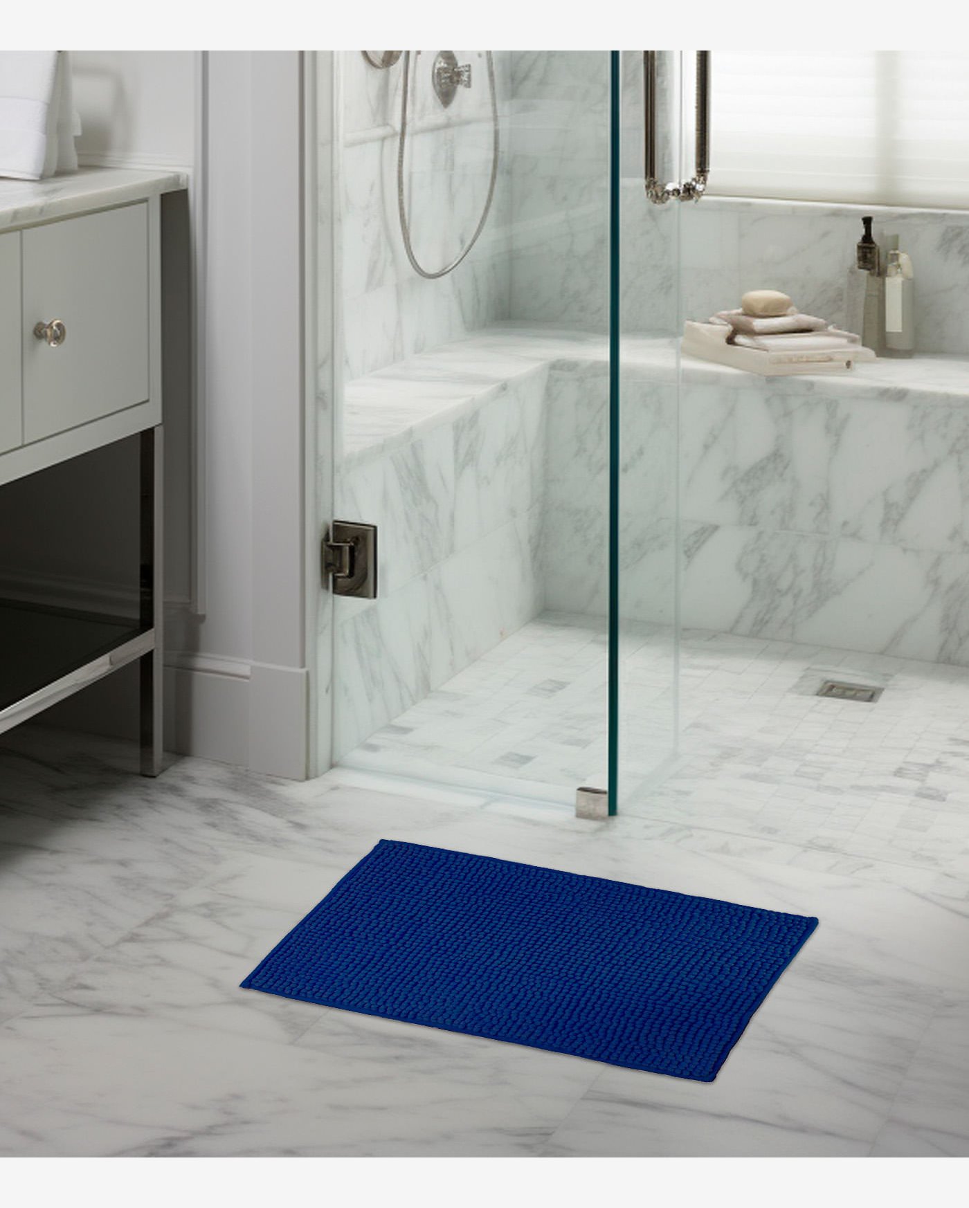 Tapete Pipoca Microfibra 38cm x 58cm Infinita Cor Azul