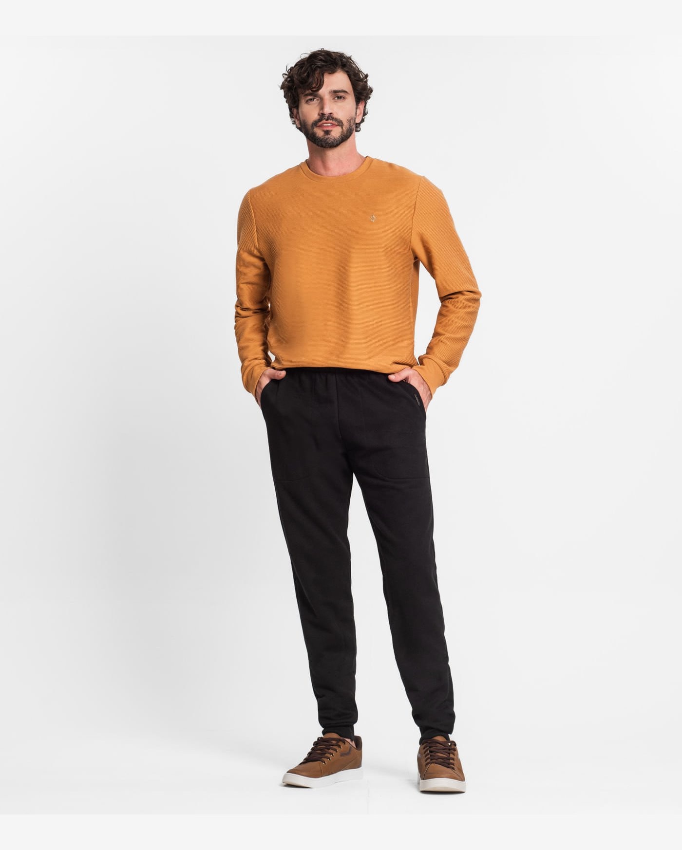 Calça Masculina Plus Size Em Moletom Diametro Preto