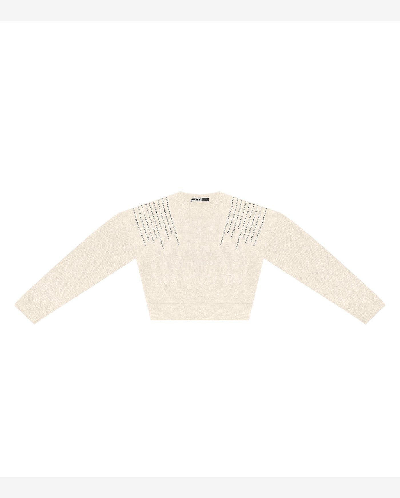 Blusão Juvenil Feminino Em Tricot Minty Bege