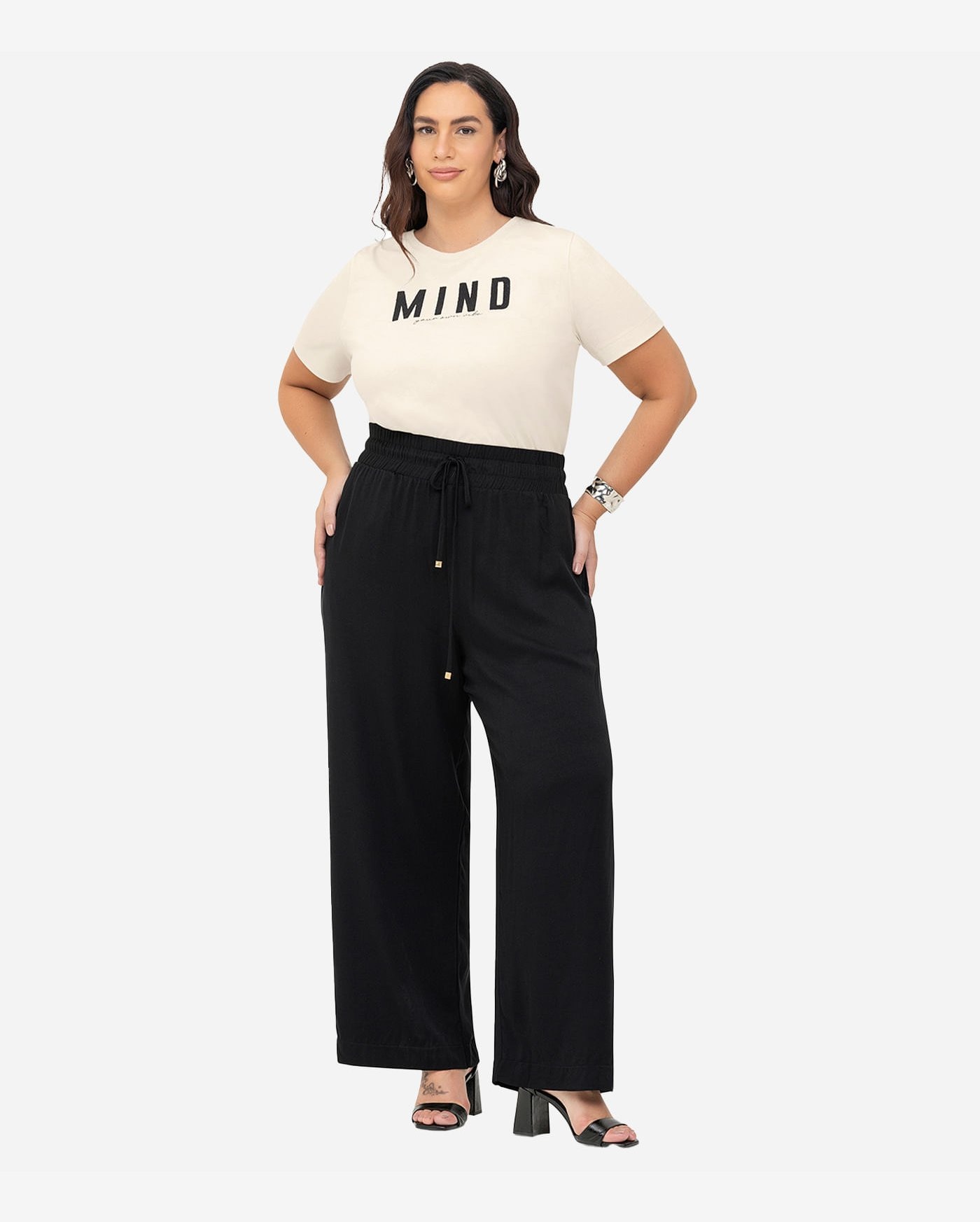 Saia Midi Plus Size Secret Glam Preto
