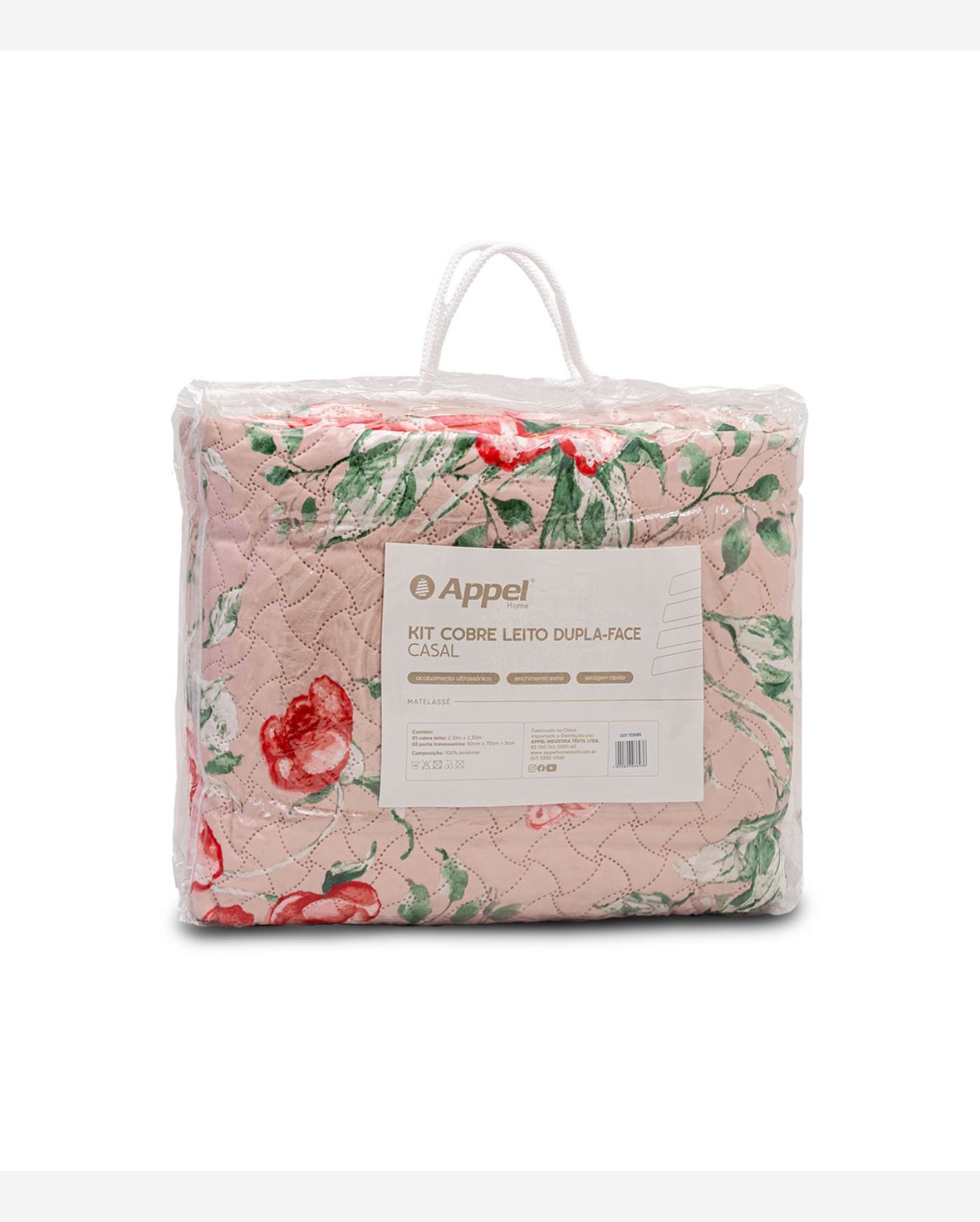 Kit Cobre Leito Matelassê Queen Appel Rosa