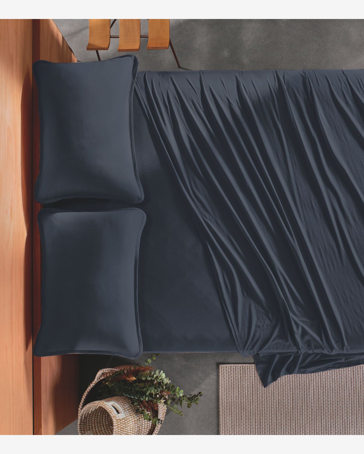 Jogo de Cama Solteiro Malha Fio Penteado Altenburg Azul