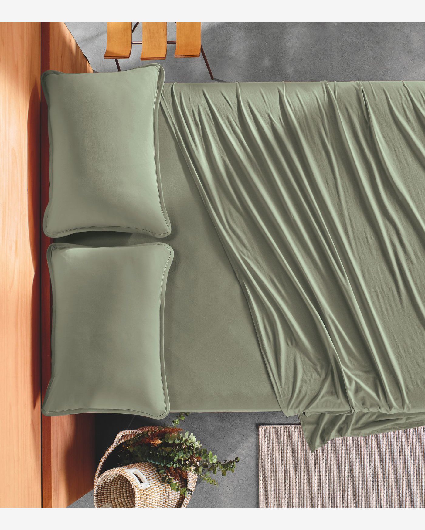 Jogo de Cama Casal Malha Fio Penteado Altenburg Verde
