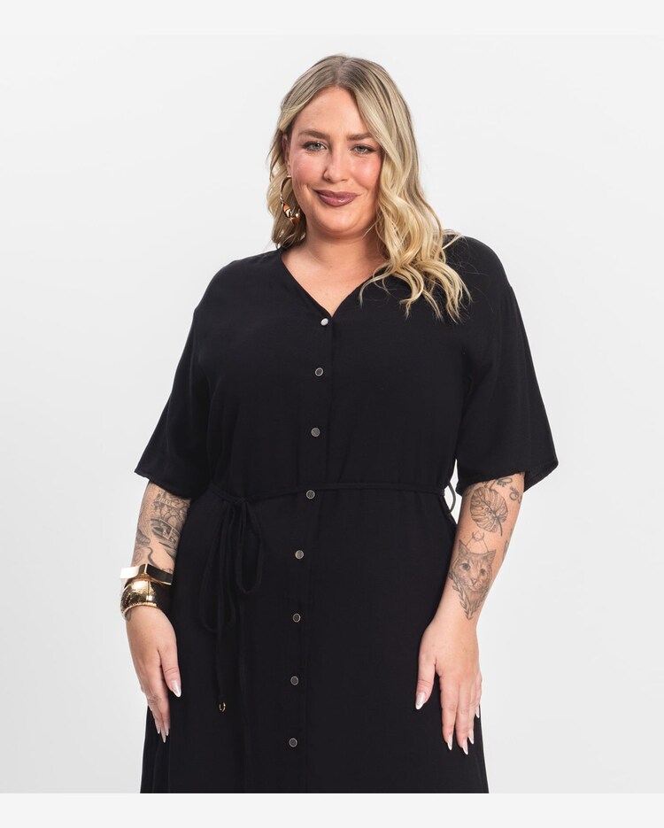 Riachuelo Vestido Chemise Longo Plus Size Secret Glam Preto