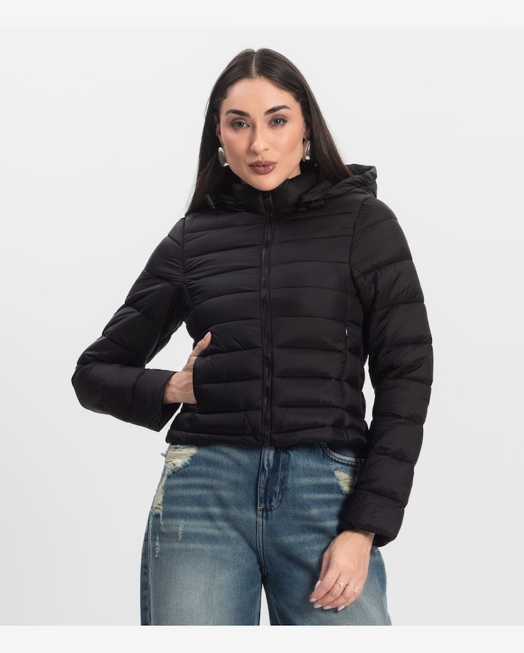 Riachuelo Jaqueta Feminina Gominho Com Capuz Sea Surf Preto