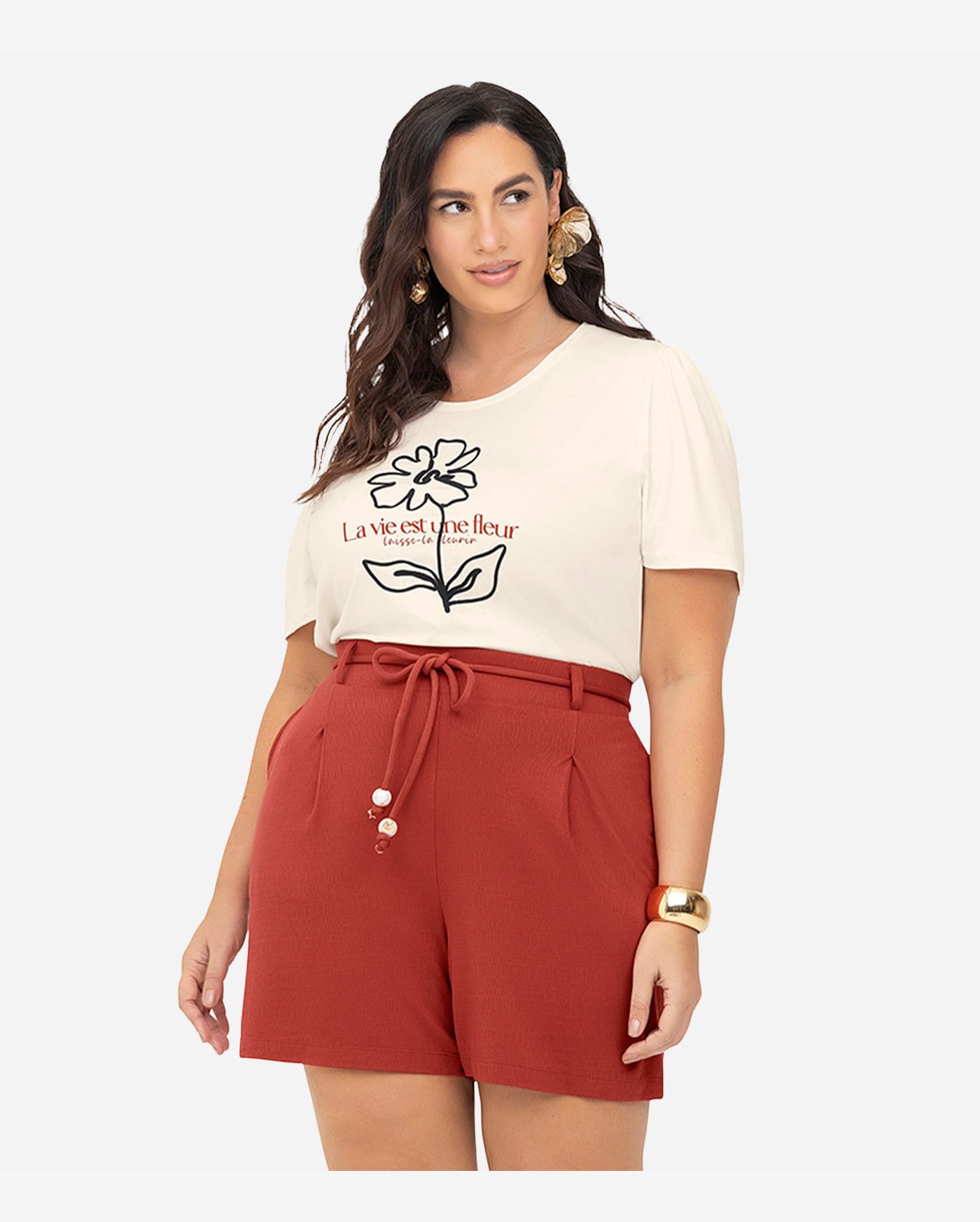 Shorts Feminino Viscose Maquinetada Secret Glam Vermelho
