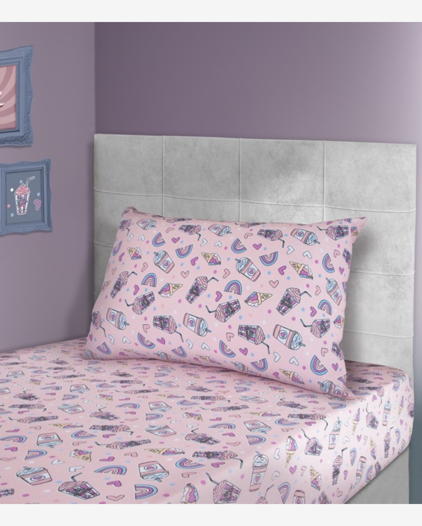 Jogo De Cama Solteiro Kids Doce Vida Rosa