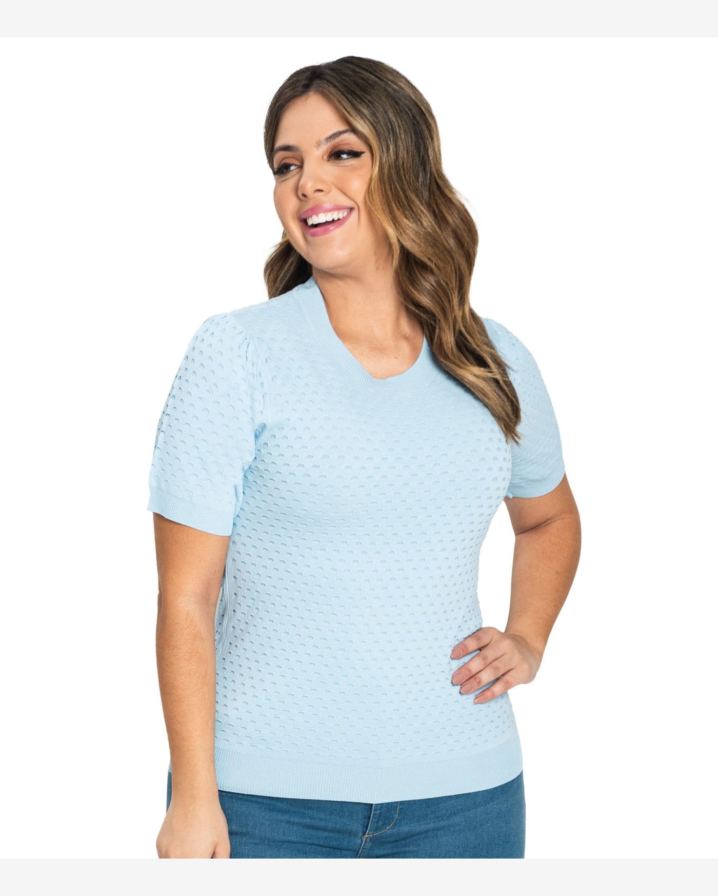 Susan Zheng CalÃ§a Malha Branca Riachuelo Blusa Feminina Tricô