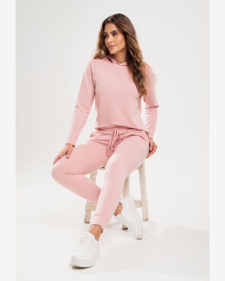 Conjunto De Moletinho Com Casaco Capuz E Calça Jogger Rosa Salvatore  Fashion Rosa Riachuelo