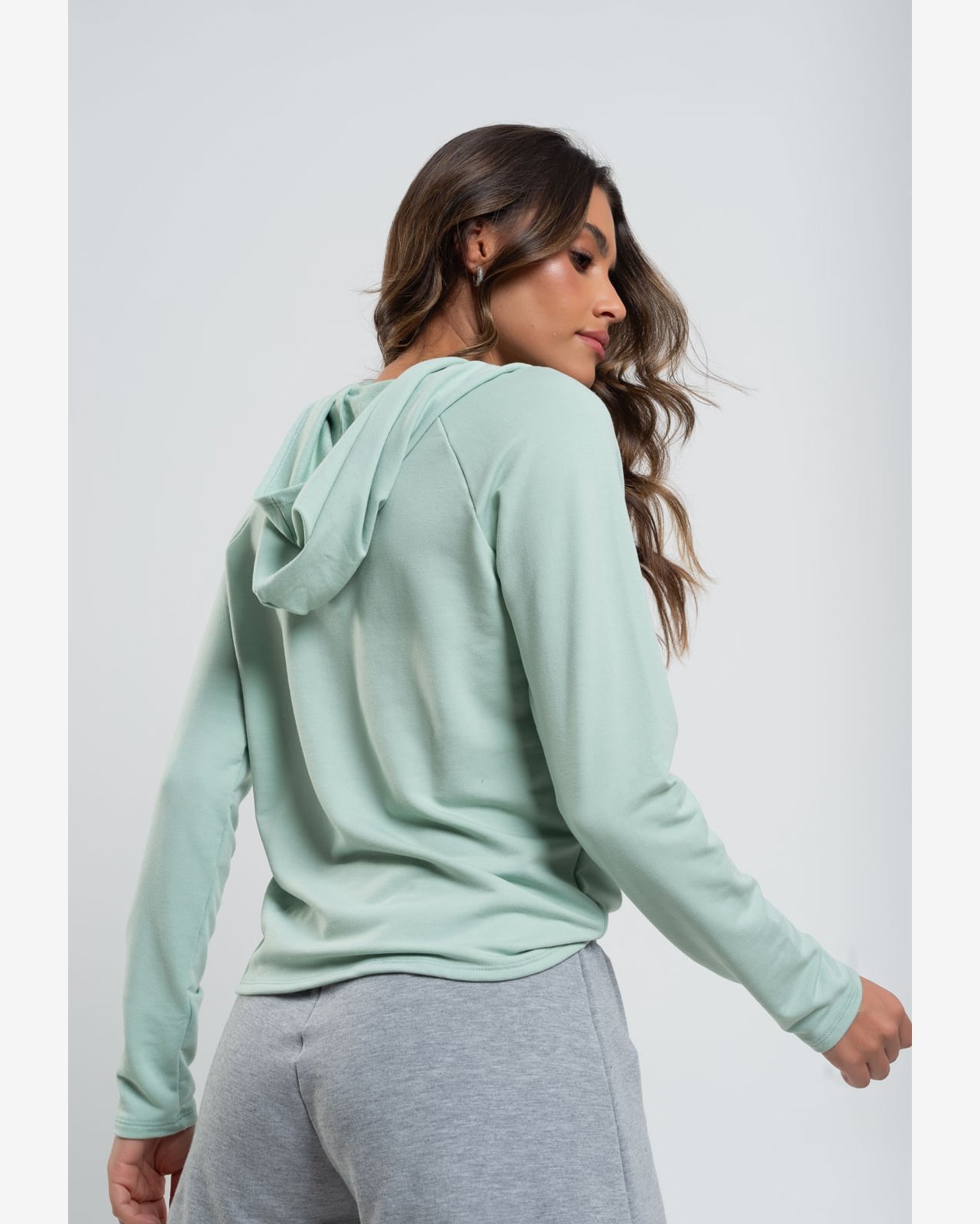 Casaco Esportivo Com Capuz Moletinho Verde Claro Salvatore Fashion