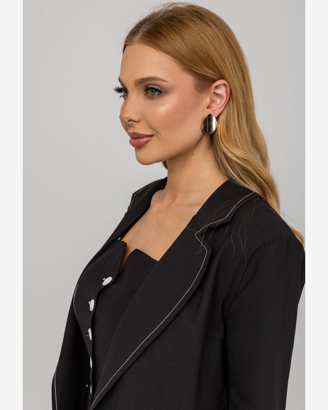 Blazer De Alfaiataria Com Costuras Contrastantes Preto Salvatore