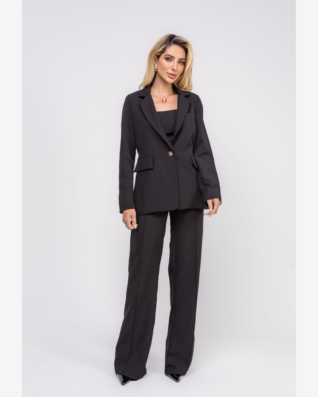 Blazer Alfaiataria Botão Único Preto Salvatore