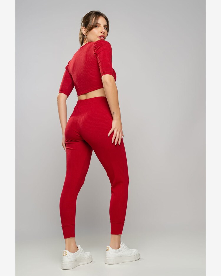 Calça Jogger Comfy Malha Canelada Vermelho Escuro Salvatore Fashion  Vermelho Riachuelo