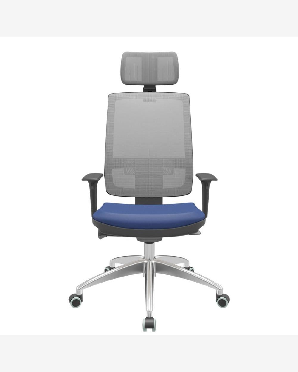Cadeira Office Brizza Tela Cinza Com Encosto Assento Vinil Azul Autocompensador 126cm - 63190