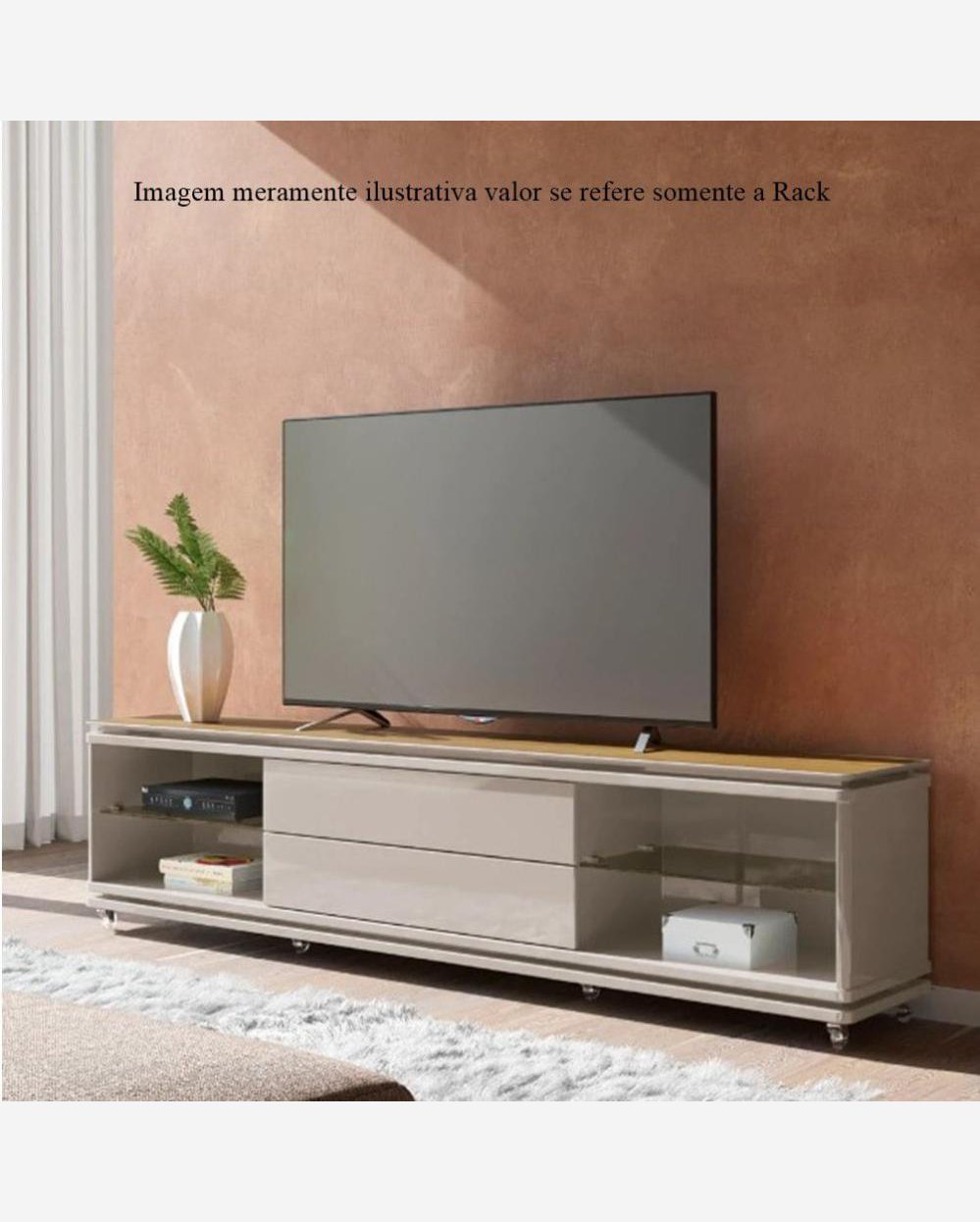 Riachuelo | Rack Lewis Off White Gloss Base Freijo 1,80 MT - 69775