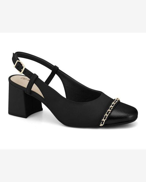 Sapato Ramarim Salto Bloco Slingback Preto 2417132-2 Riachuelo