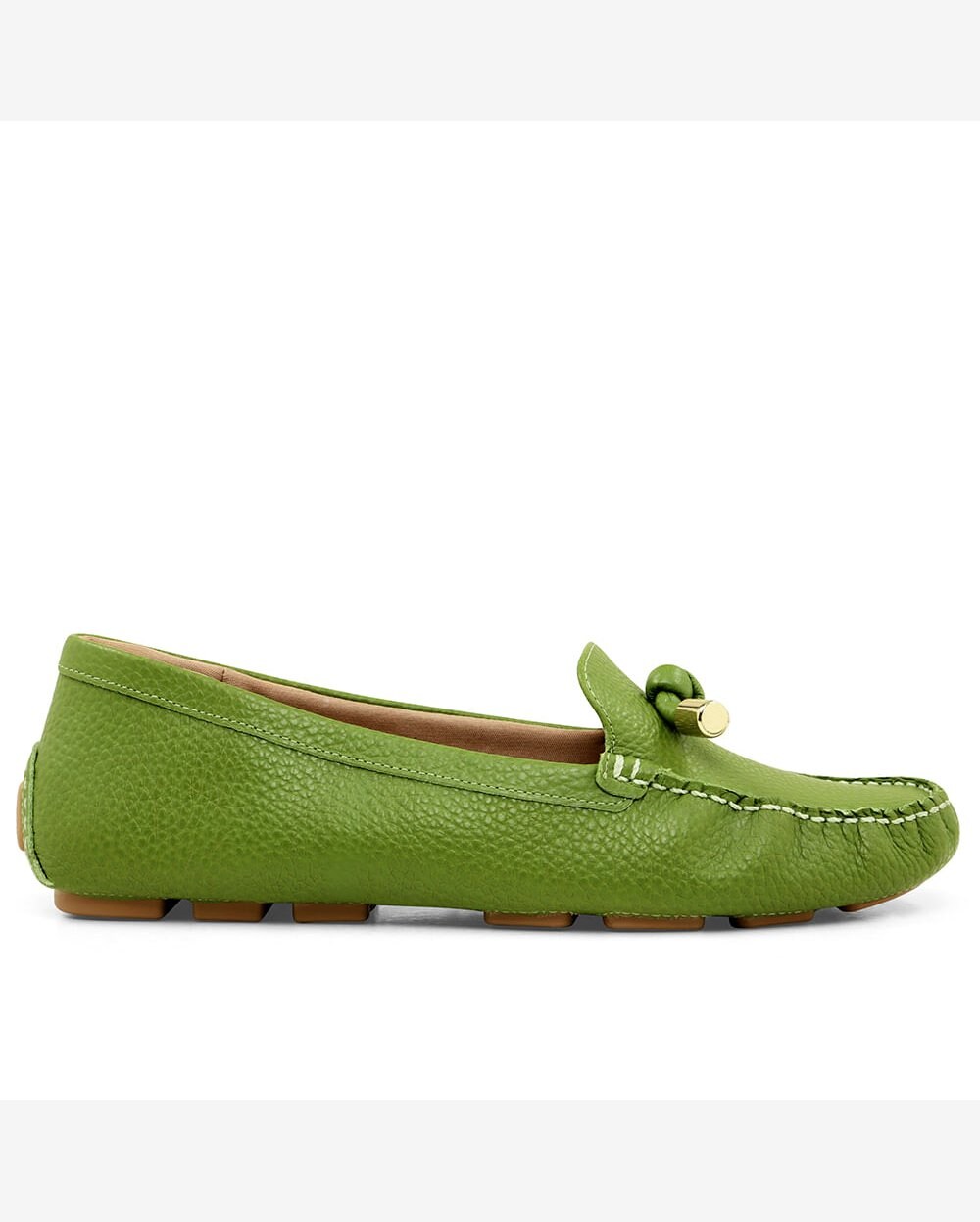Riachuelo | Mocassim Verde Rasteiro Couro Texturizado