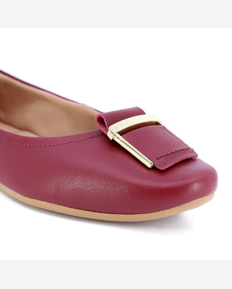 Riachuelo Sapatilha Vermelha Couro Bico Fino