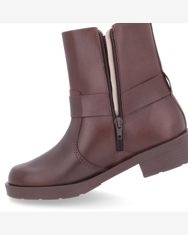 Bota Salto Bloco Marrom Fivelas Elástico Marrom Riachuelo