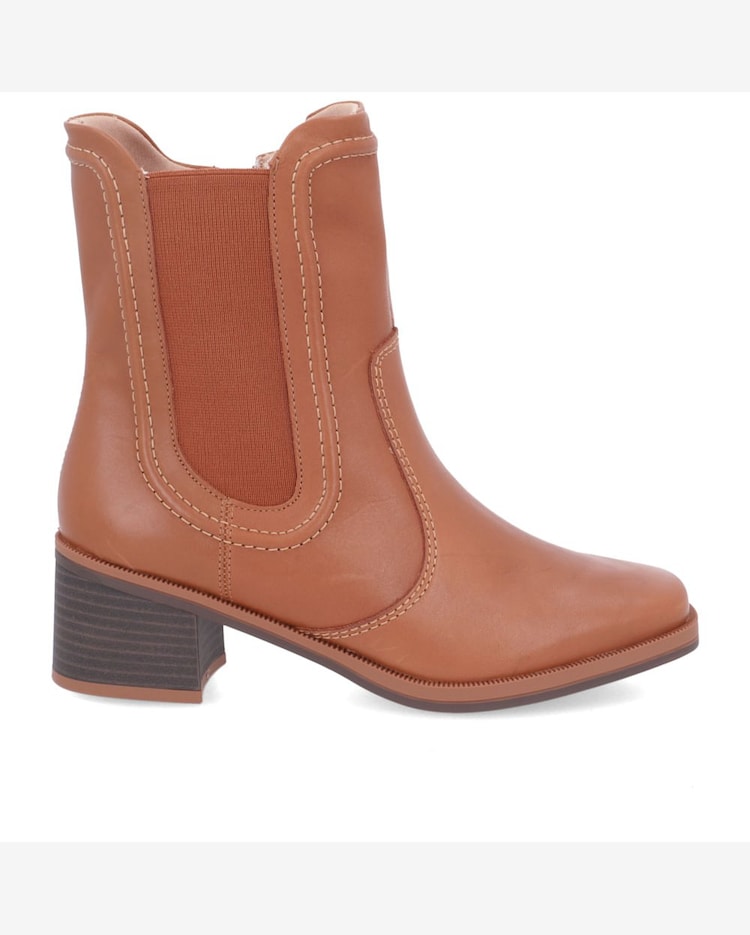 Bota Salto Bloco Marrom Canela Cano Médio Marrom Riachuelo