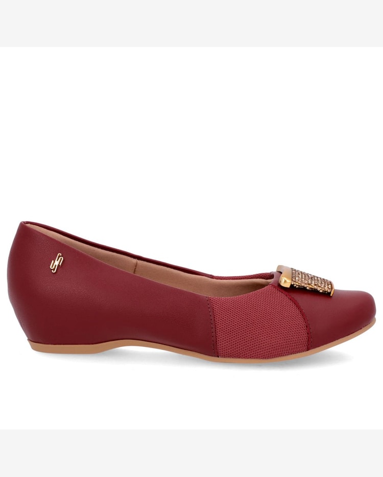 Sapatilha Vermelha Couro Enfeite Brilho Vermelho Riachuelo