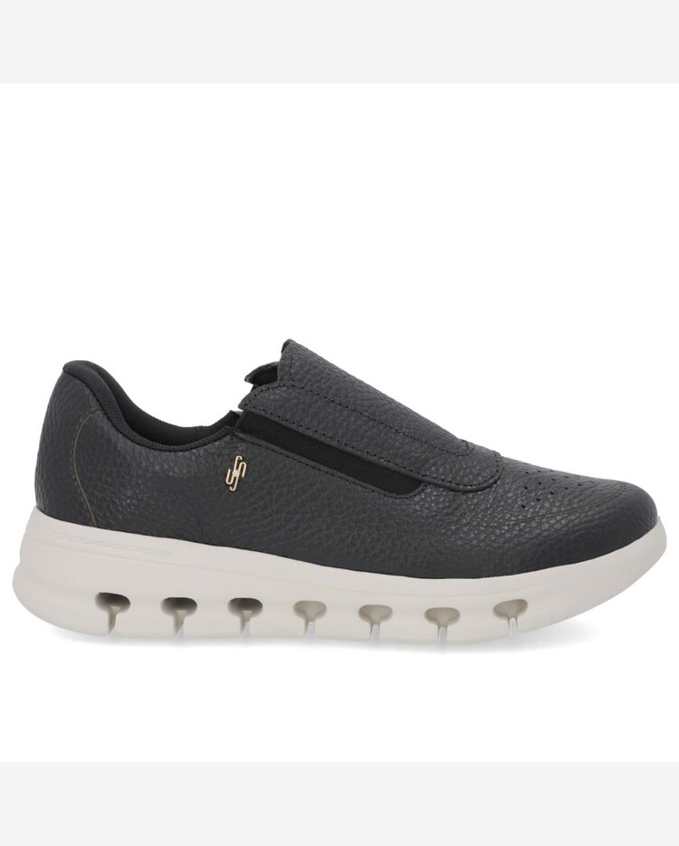 Tênis Básico Slip On Preto Couro Elástico Preto Riachuelo