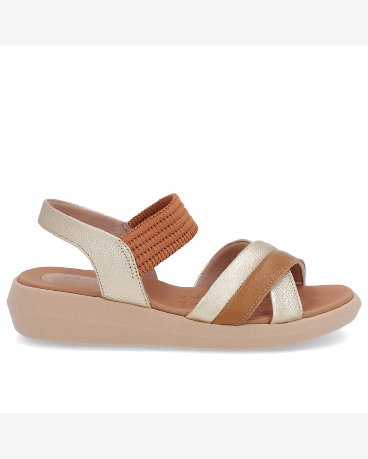 Sandália Salto Baixo Couro Marrom Riachuelo