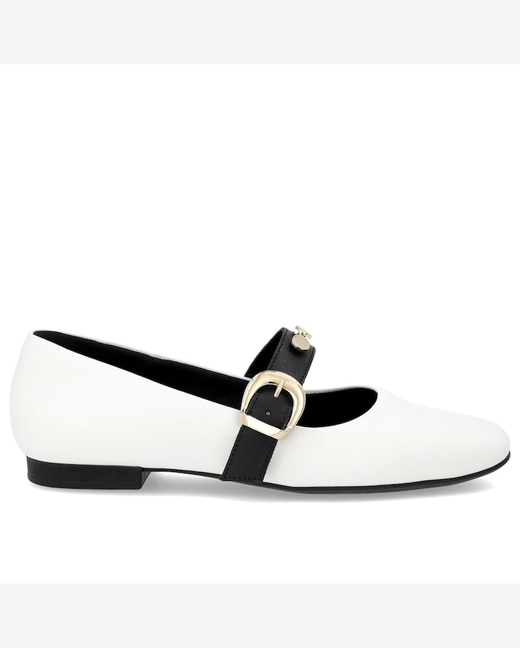 Riachuelo Sapatilha Branca Couro Tira Fivela