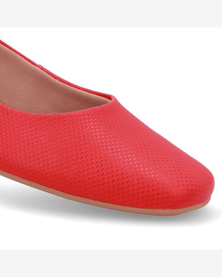 Riachuelo Sapatilha Vermelha Couro Bico Quadrado