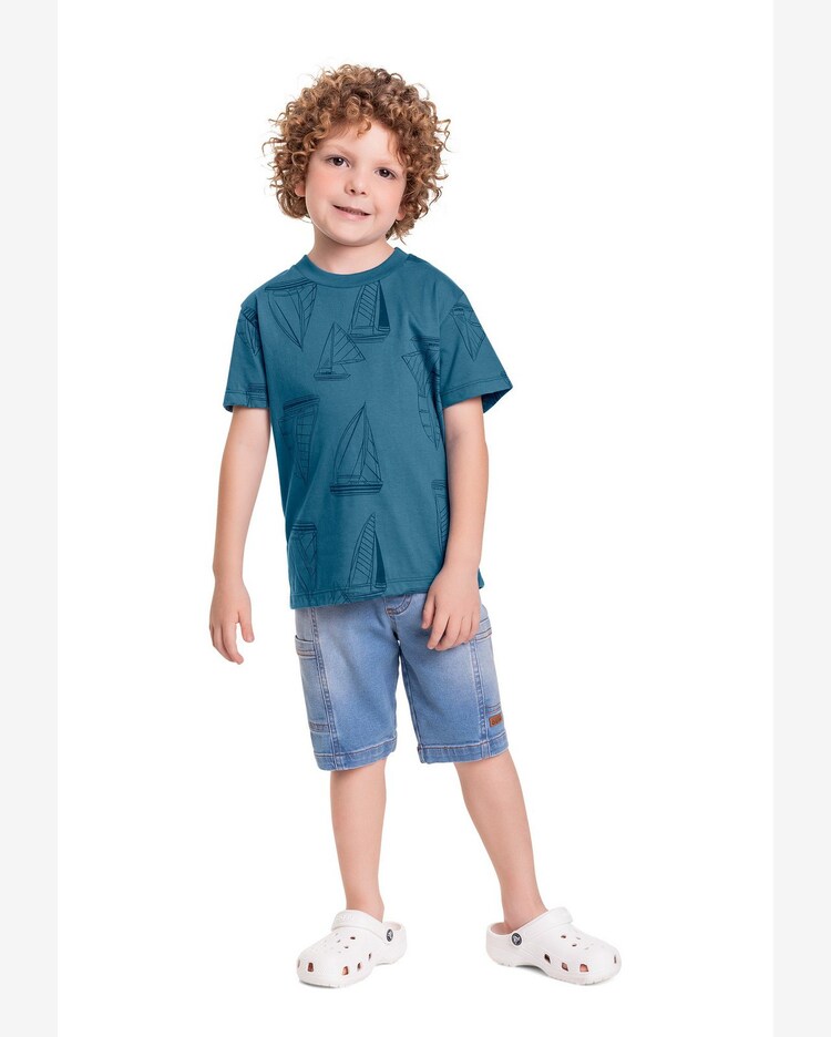 Camiseta Infantil em Meia Malha para Menino Quimby - Main Image