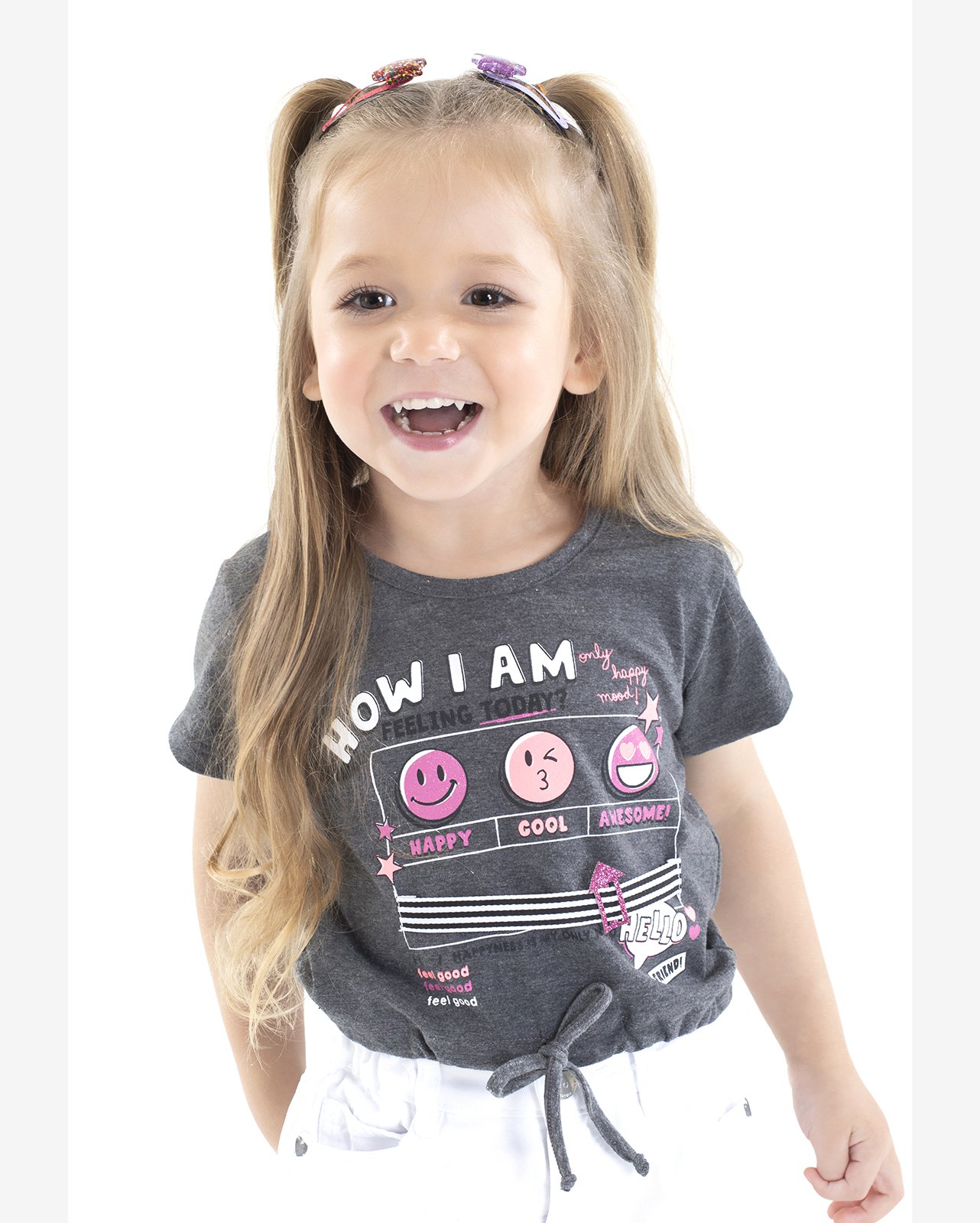 Blusa Manga Curta Infantil Mesclada Serelepe