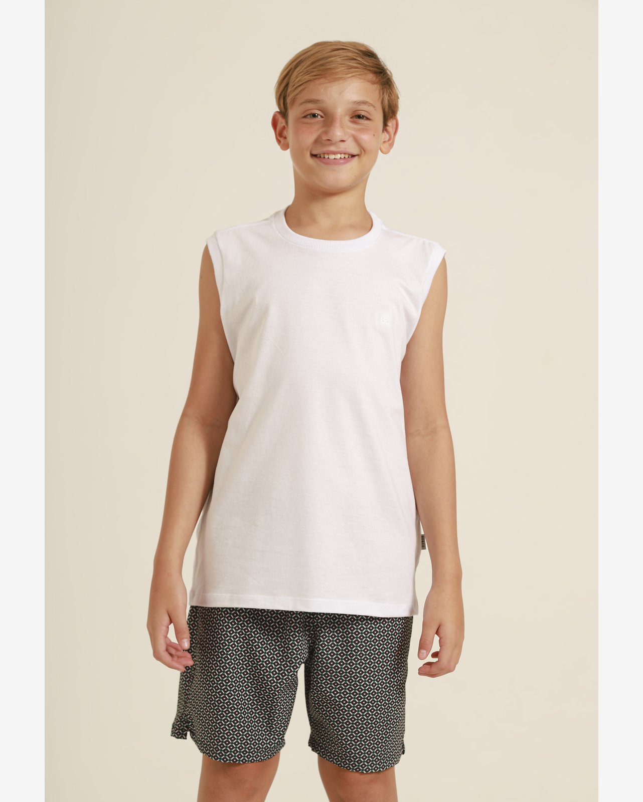 Camiseta Regata Infantil Branca Banana Danger