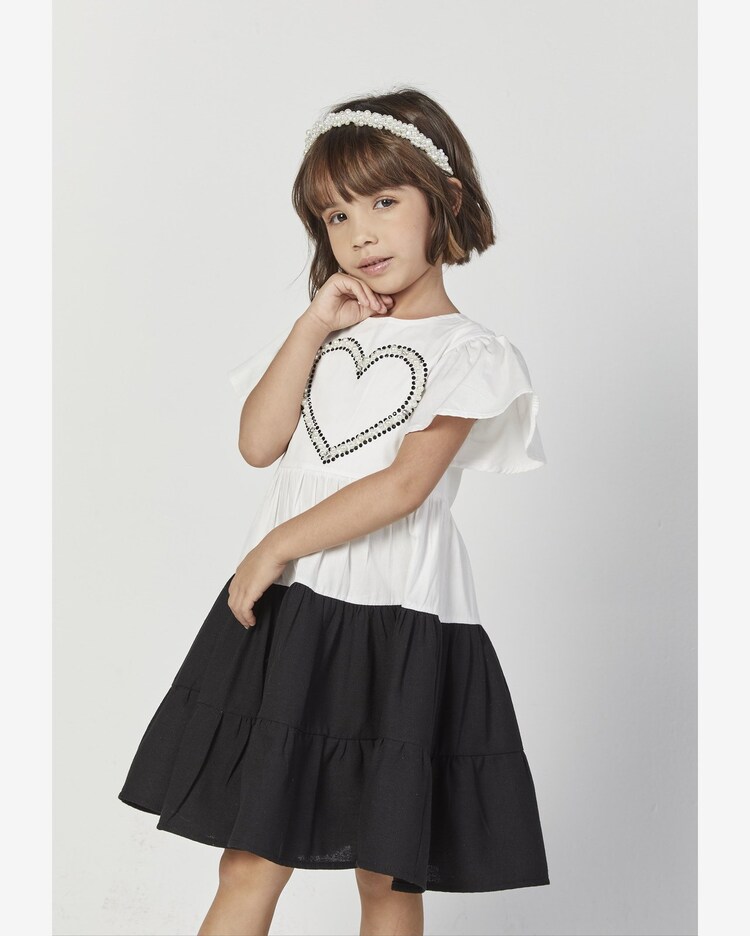 Riachuelo Vestido Infantil Luluzinha Bicolor Coração