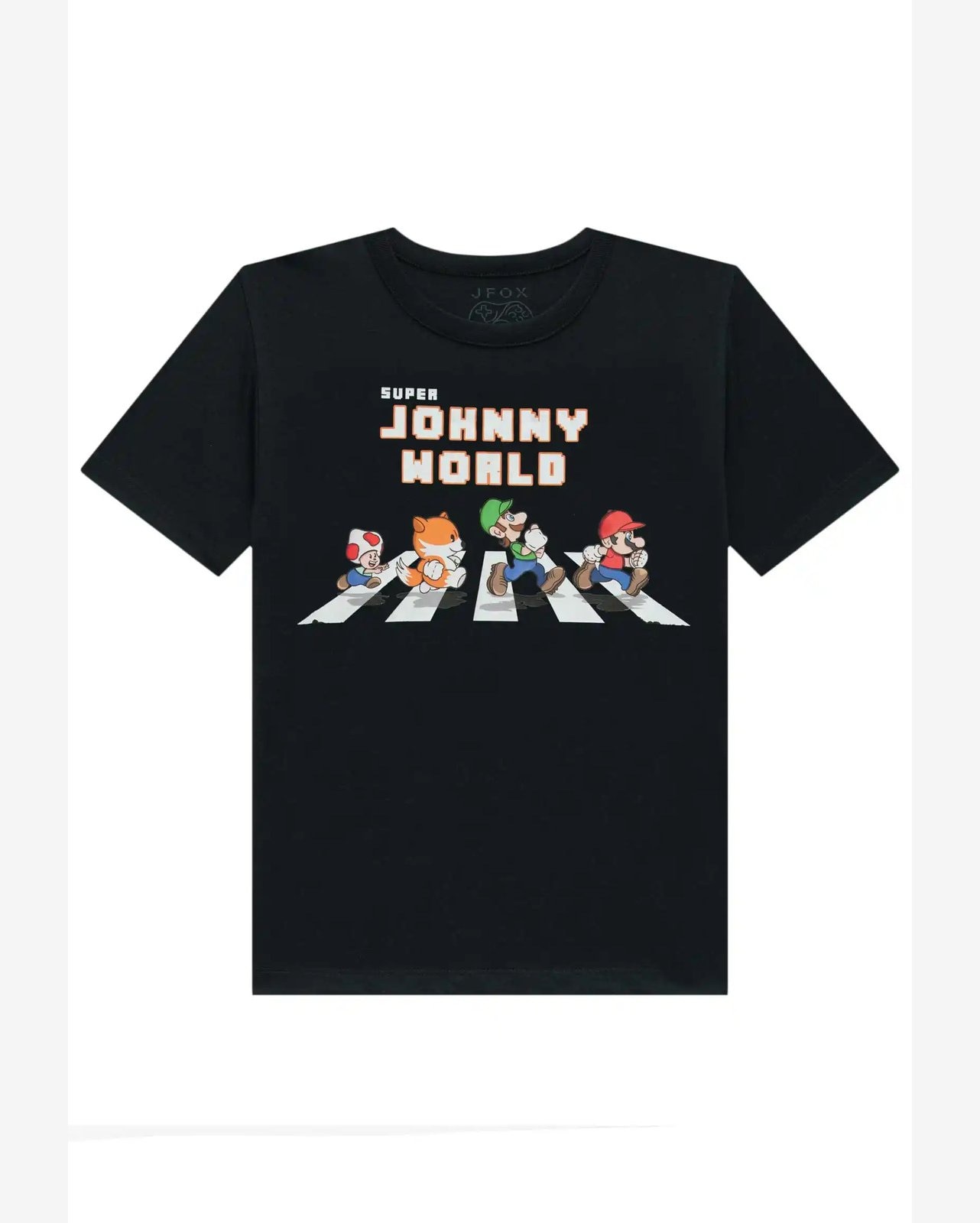 Camiseta Menino Manga Curta Preta Johnny Fox