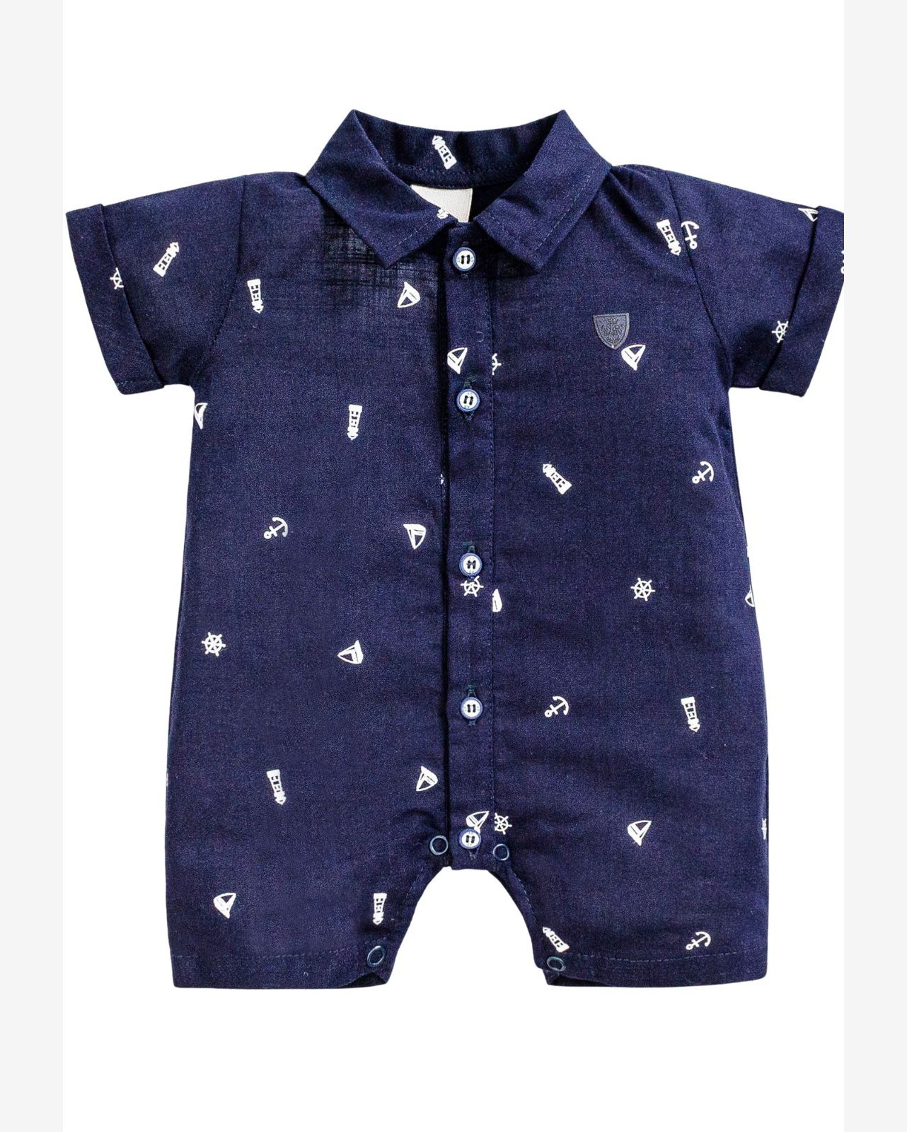 Macacão Curto Menino Estampado Bebê Anjos Baby