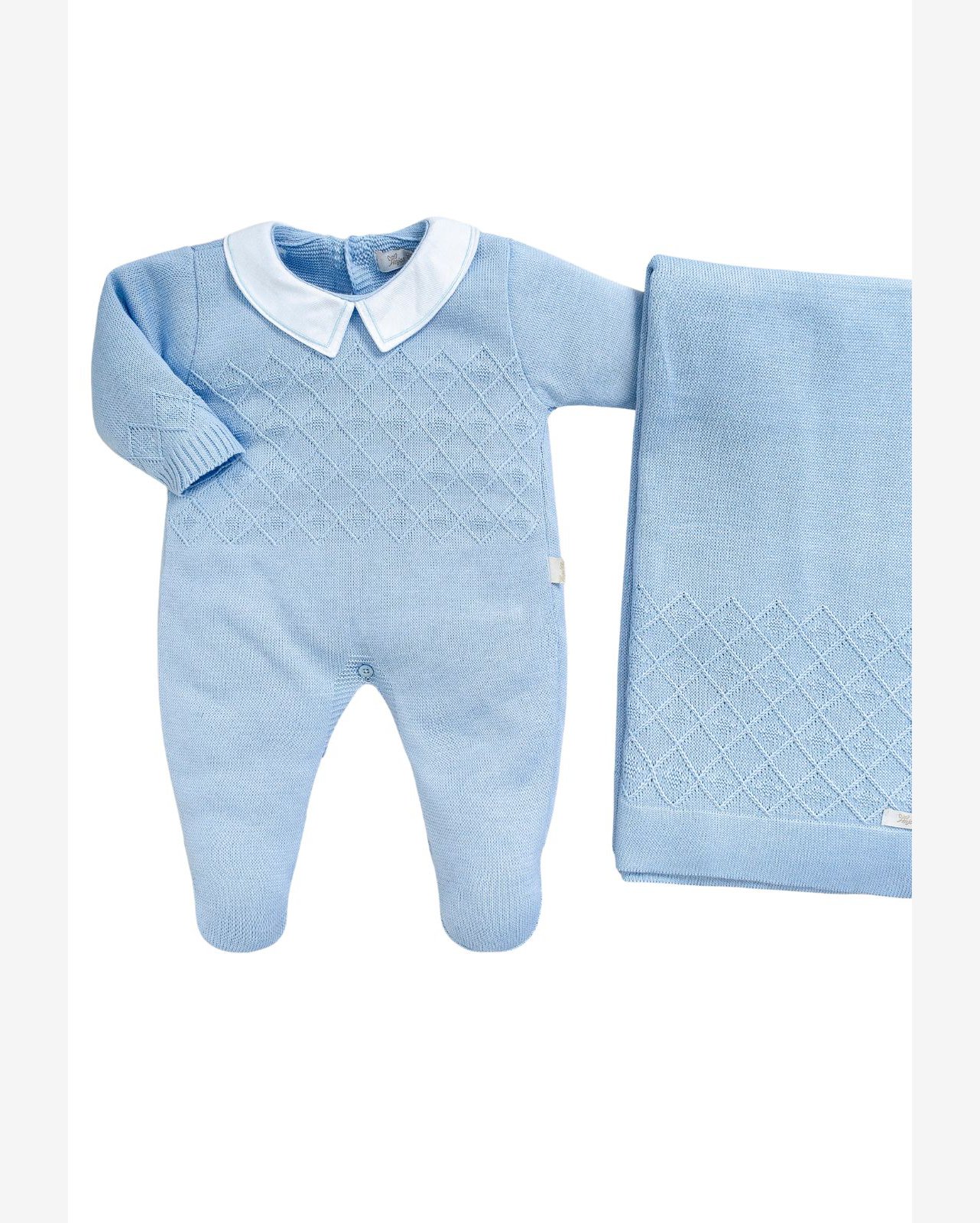 Macacão Longo Menino Azul Bebê Anjos Baby