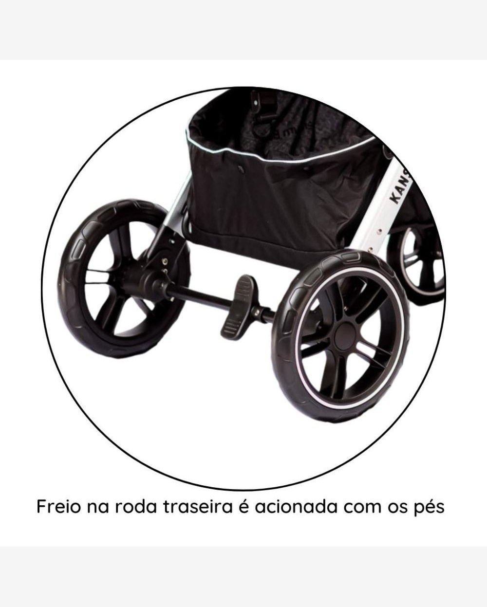 Carrinho com Bebê Conforto e Base Travel System Kansas Silver e Preto Premium Baby