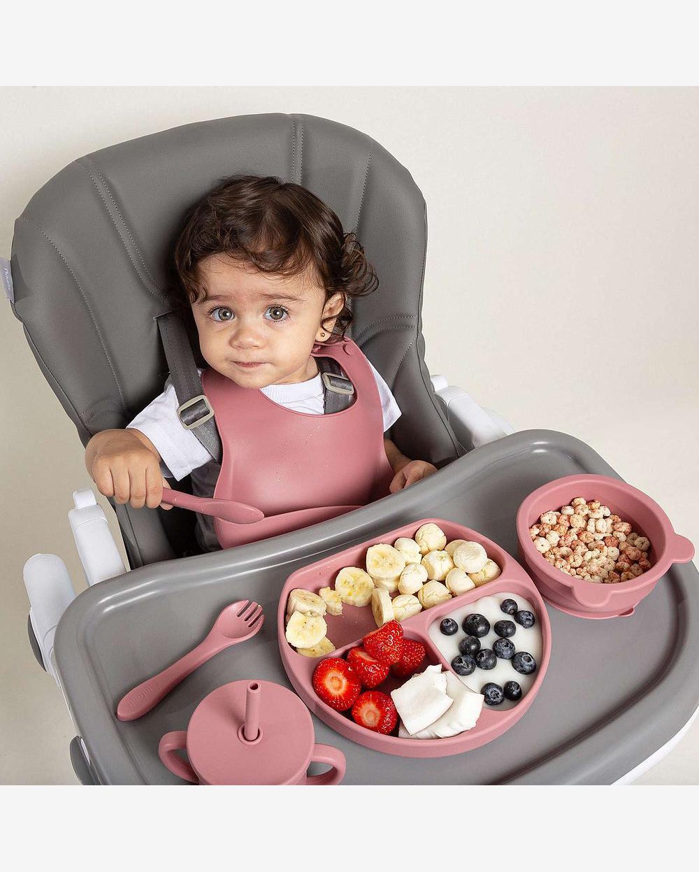 Garfo e Colher de Silicone Piccolo Rosa - Infanti