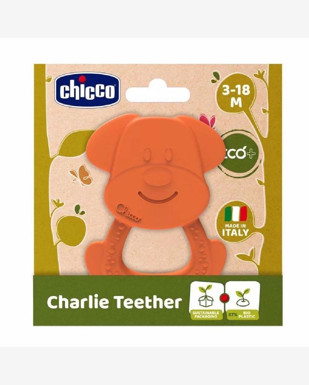 Mordedor Charlie Eco Chicco Cachorro Laranja