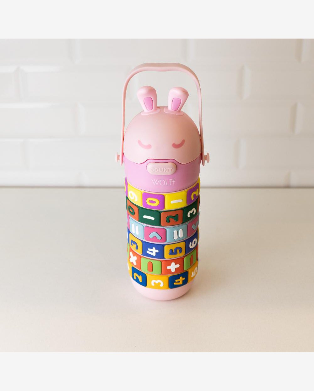 Garrafa Infantil Wolff de Plástico Educativa Rosa 500ml