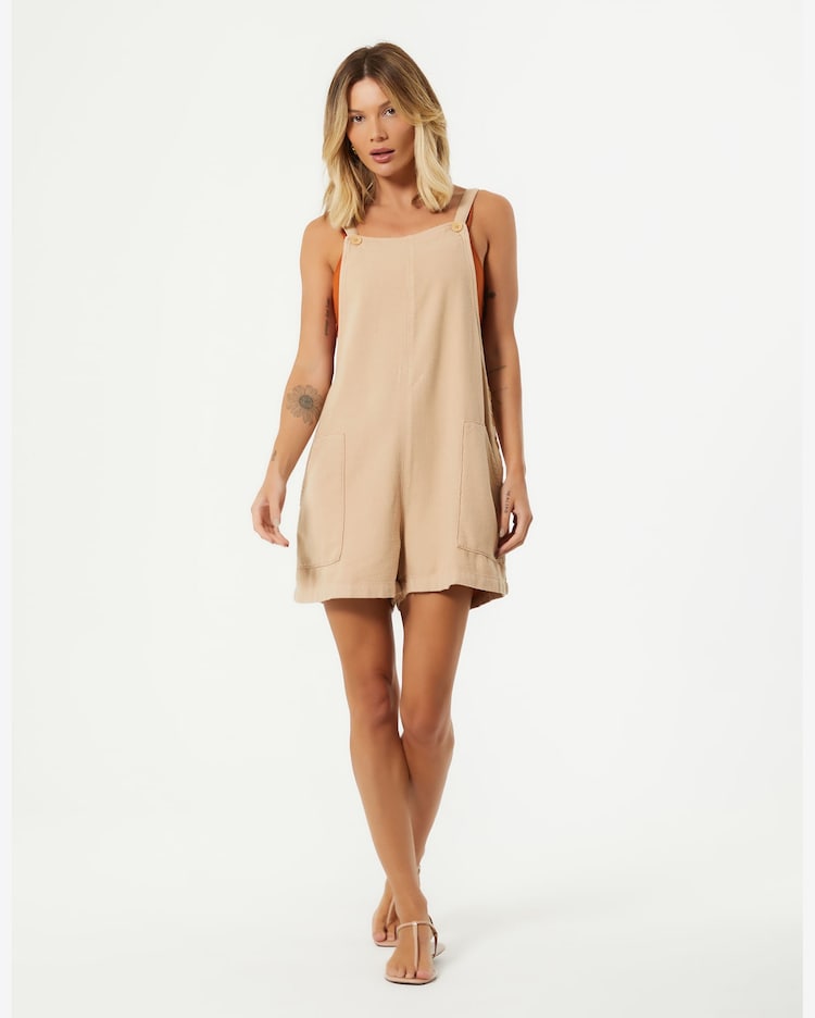 Riachuelo Macacão Curto Linho Areia