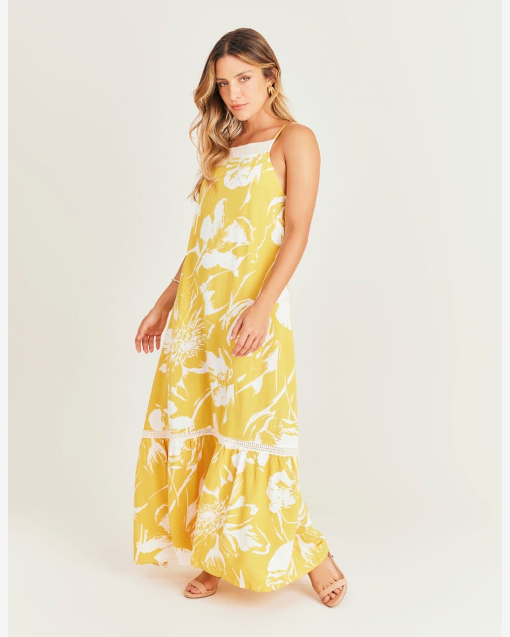 Vestido Longo Estampado Floral Solar Amarelo